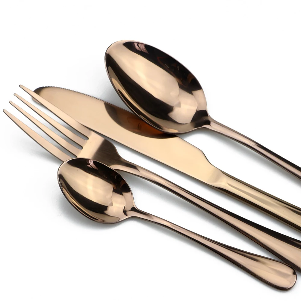 JANKNG Stainless Steel Dinnerware Set Rainbow Colorful Cutlery Dishwasher Safe Dinner Western Tableware Kitchen Accessories