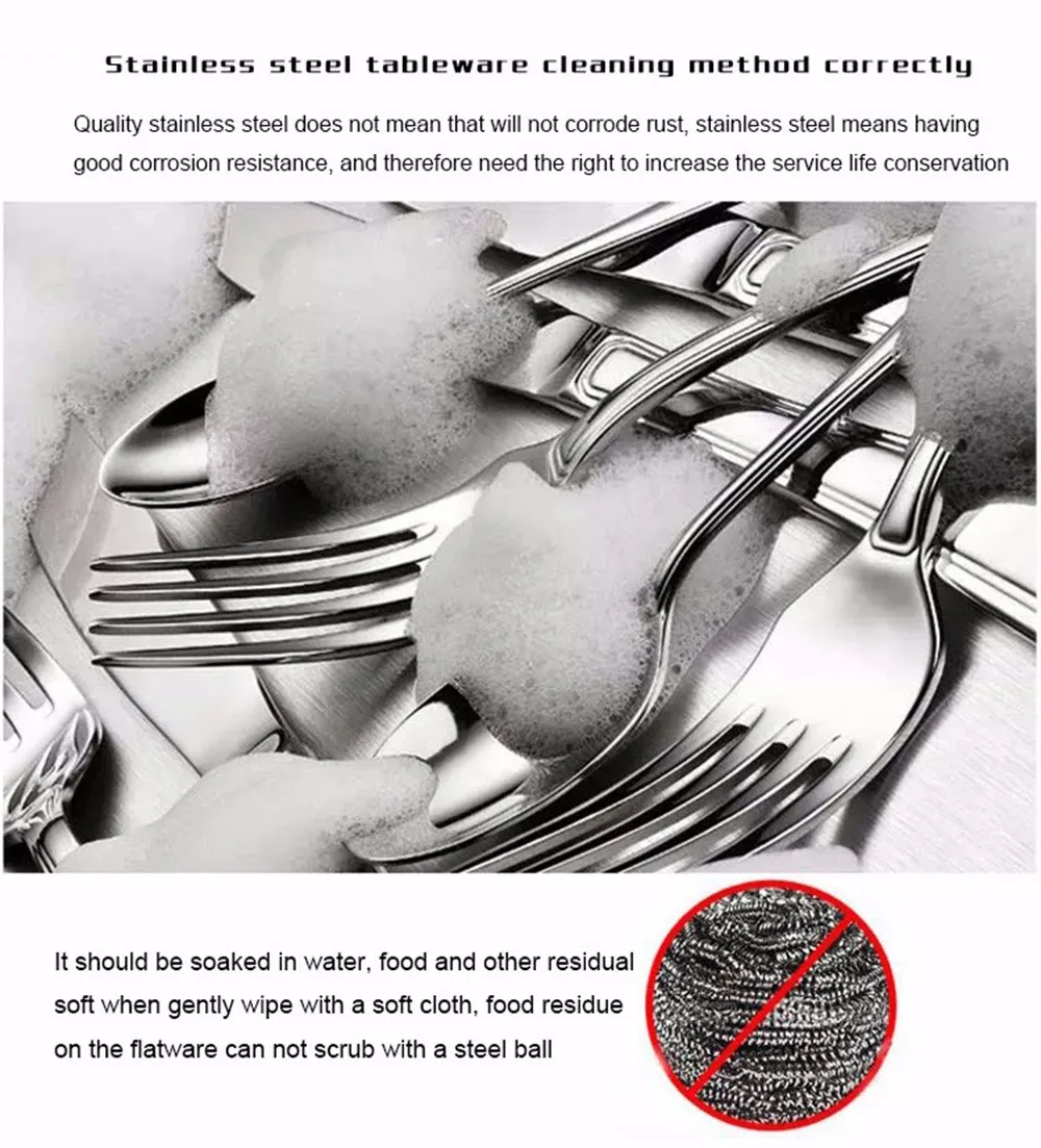 JANKNG Stainless Steel Dinnerware Set Rainbow Colorful Cutlery Dishwasher Safe Dinner Western Tableware Kitchen Accessories