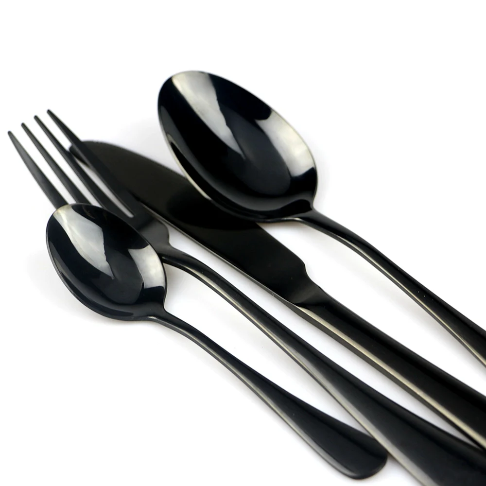 JANKNG Stainless Steel Dinnerware Set Rainbow Colorful Cutlery Dishwasher Safe Dinner Western Tableware Kitchen Accessories
