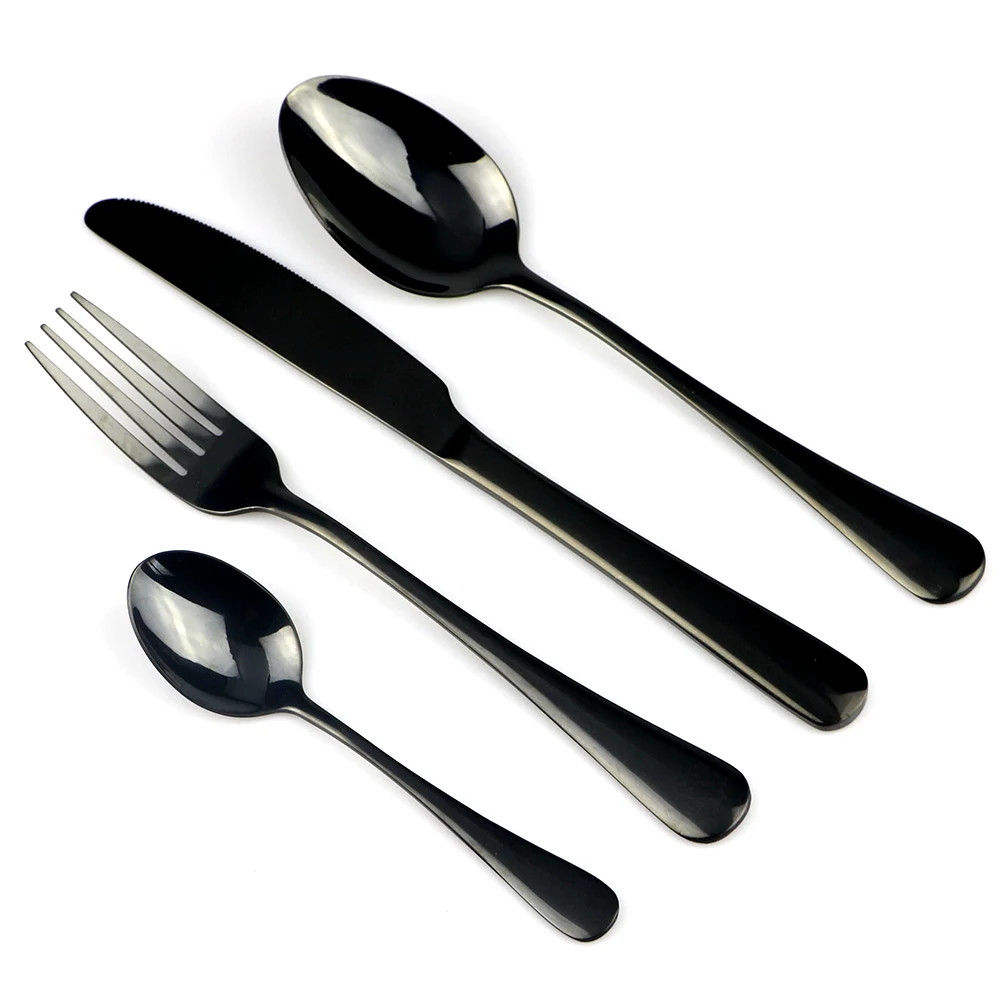 JANKNG Stainless Steel Dinnerware Set Rainbow Colorful Cutlery Dishwasher Safe Dinner Western Tableware Kitchen Accessories
