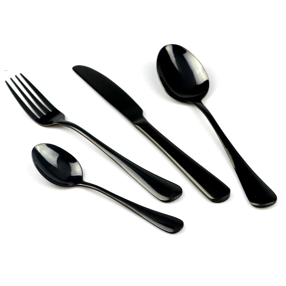 JANKNG Stainless Steel Dinnerware Set Rainbow Colorful Cutlery Dishwasher Safe Dinner Western Tableware Kitchen Accessories