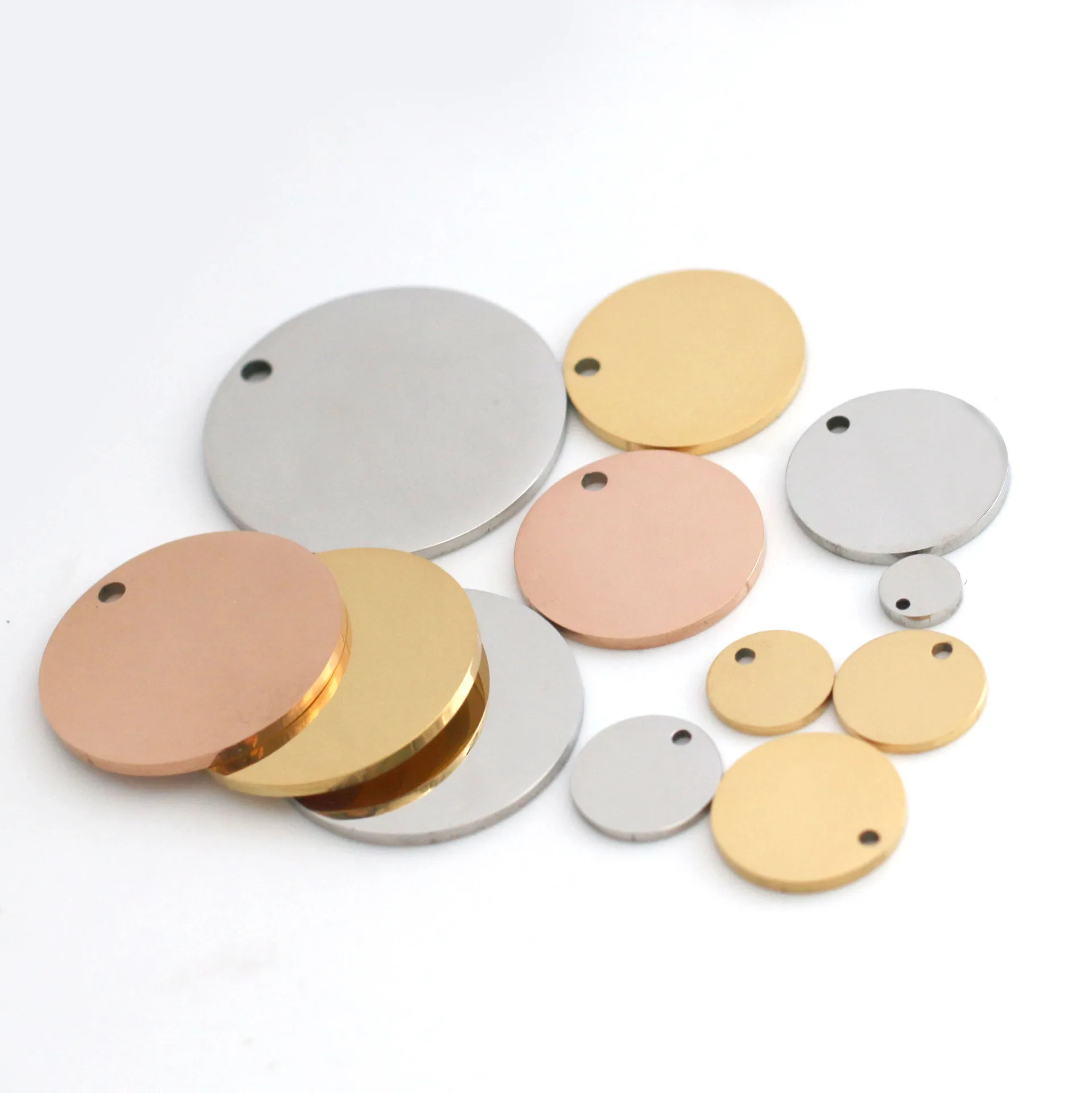 DOOYIO 20pcs/Lot Mirror Polished Stainless Steel Blank Circle Charms Size8-30mm For DIY Making Jewelry Necklace Lettering