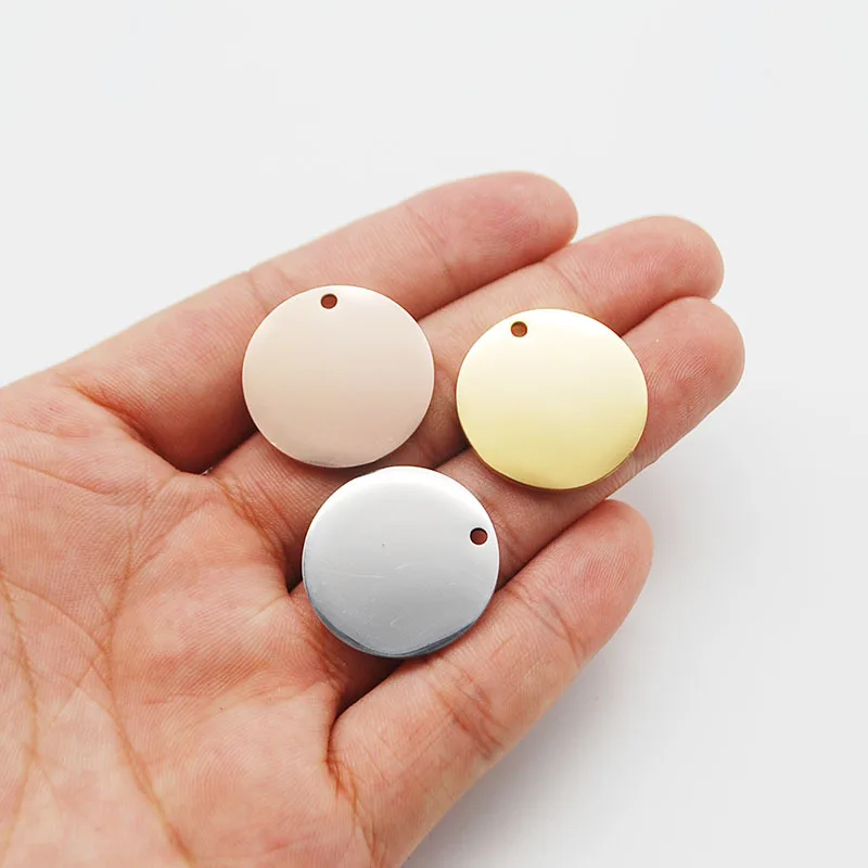 DOOYIO 20pcs/Lot Mirror Polished Stainless Steel Blank Circle Charms Size8-30mm For DIY Making Jewelry Necklace Lettering