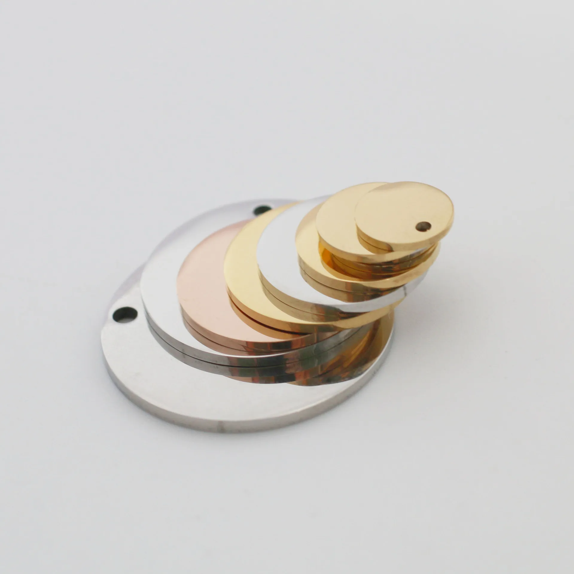 DOOYIO 20pcs/Lot Mirror Polished Stainless Steel Blank Circle Charms Size8-30mm For DIY Making Jewelry Necklace Lettering