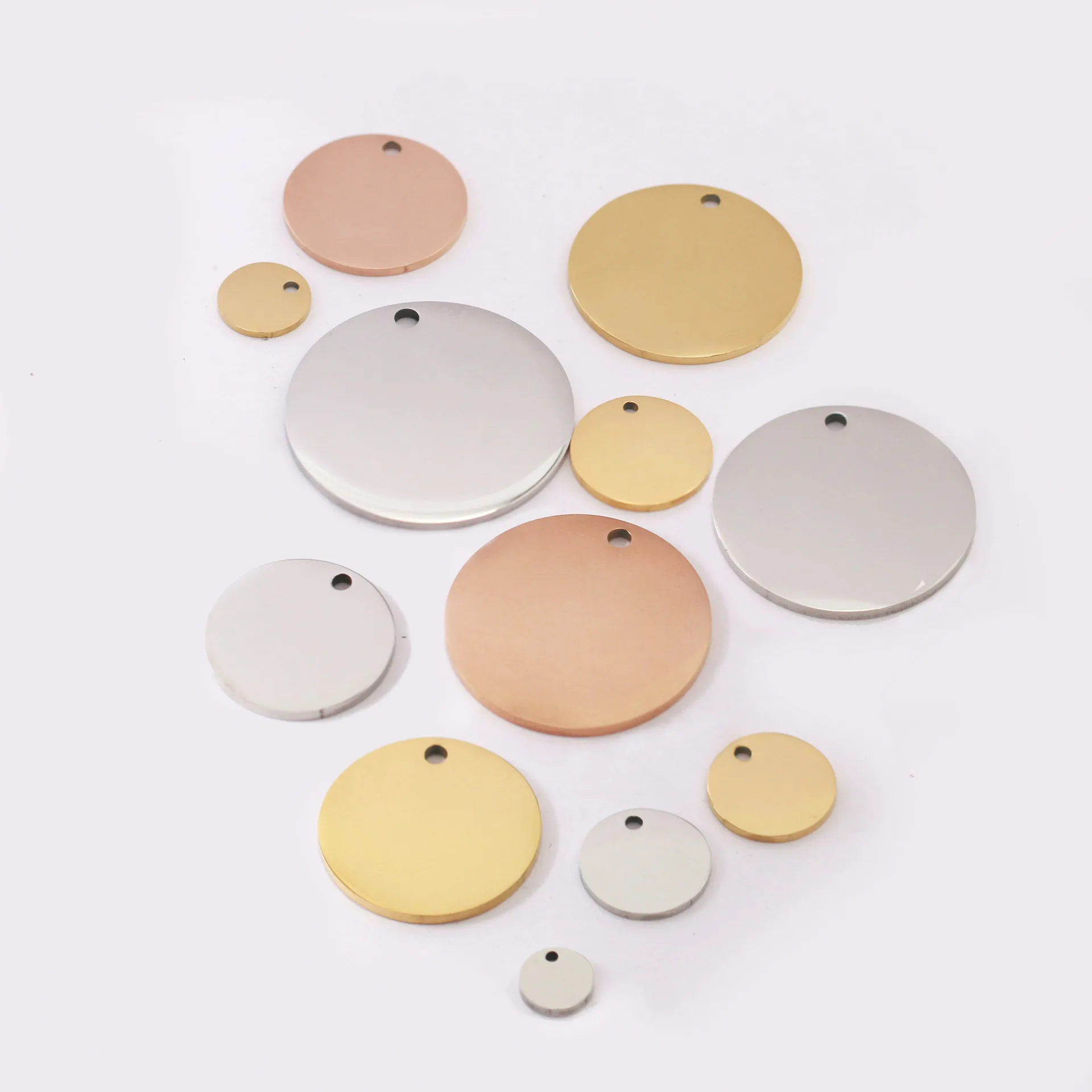 DOOYIO 20pcs/Lot Mirror Polished Stainless Steel Blank Circle Charms Size8-30mm For DIY Making Jewelry Necklace Lettering