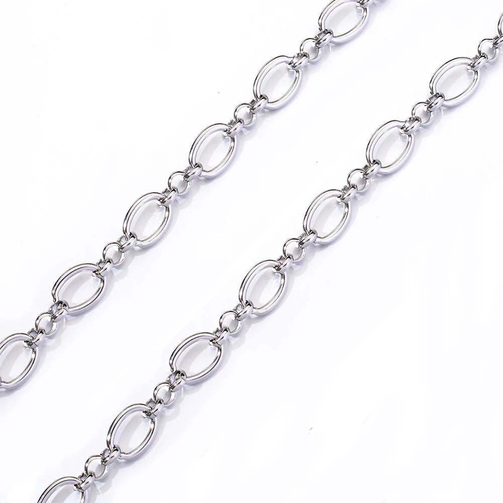 1 Piece Women Mens Stainless Steel Handmade Oval Chain Necklace Bracelet High Quality Big Chain Necklace Punk Heavy Jewelry