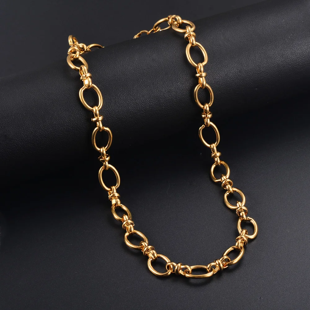 1 Piece Women Mens Stainless Steel Handmade Oval Chain Necklace Bracelet High Quality Big Chain Necklace Punk Heavy Jewelry