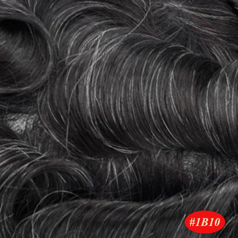 Male Hair Prosthesis Men Wig Mono NPU Toupee Human Hair System Wave Curly Indian Human Hair Replacement Natural Color With Grey