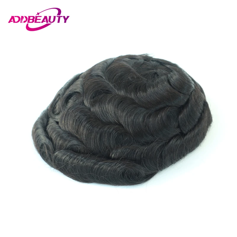 Male Hair Prosthesis Men Wig Mono NPU Toupee Human Hair System Wave Curly Indian Human Hair Replacement Natural Color With Grey