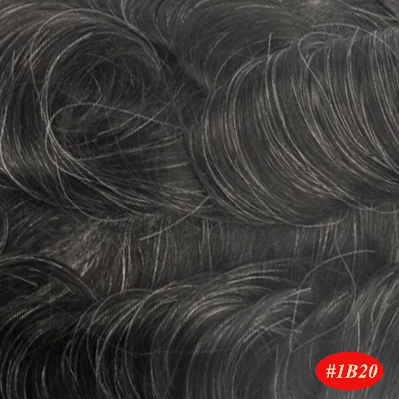 Male Hair Prosthesis Men Wig Mono NPU Toupee Human Hair System Wave Curly Indian Human Hair Replacement Natural Color With Grey