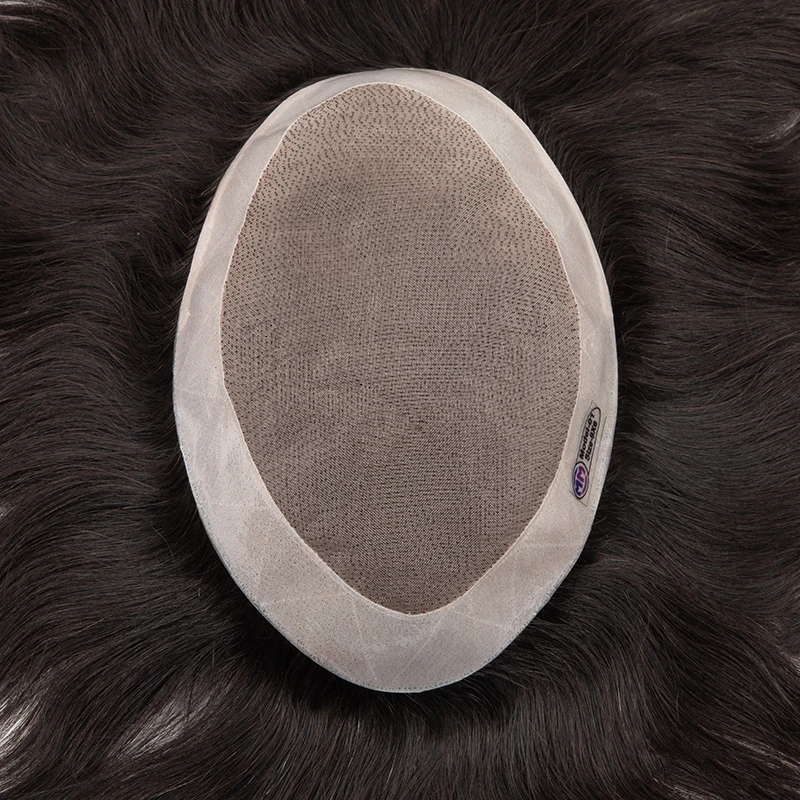 Male Hair Prosthesis Men Wig Mono NPU Toupee Human Hair System Wave Curly Indian Human Hair Replacement Natural Color With Grey