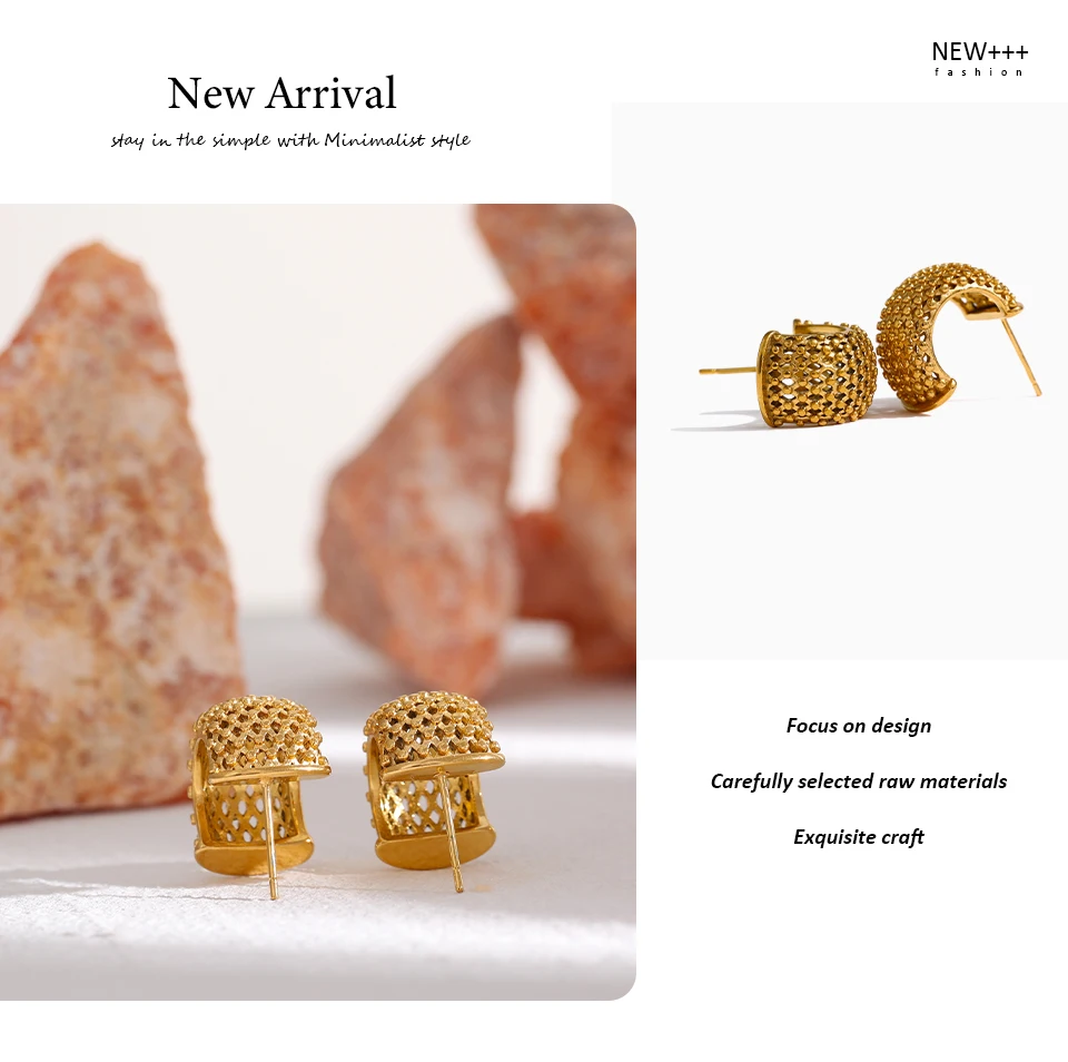 Yhpup Stainless Steel Unusual Earrings Statement Metal Golden Geometric Women Stud Charm Jewelry украшения бижутерия Gala Gift