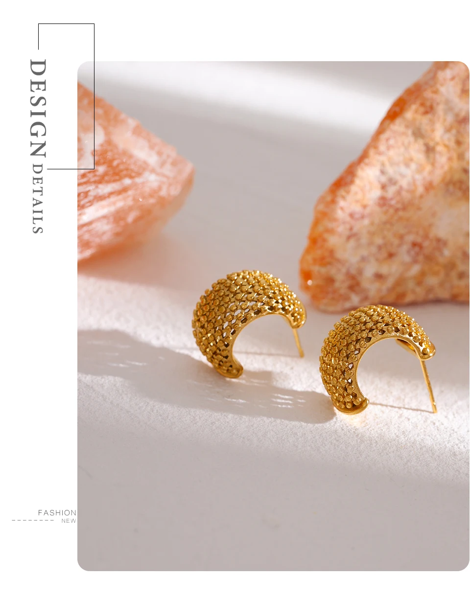 Yhpup Stainless Steel Unusual Earrings Statement Metal Golden Geometric Women Stud Charm Jewelry украшения бижутерия Gala Gift