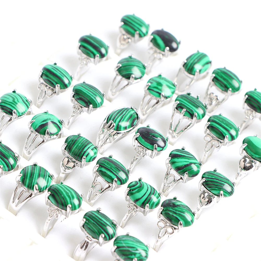 10Pcs/Lot Fashion Bohemian Natural Stone Rings Jewelry Men's Women's Rings Daily Party Jewelry Randomly Shipped
