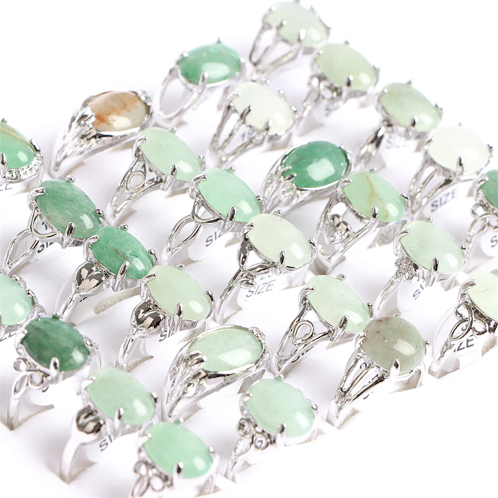 10Pcs/Lot Fashion Bohemian Natural Stone Rings Jewelry Men's Women's Rings Daily Party Jewelry Randomly Shipped