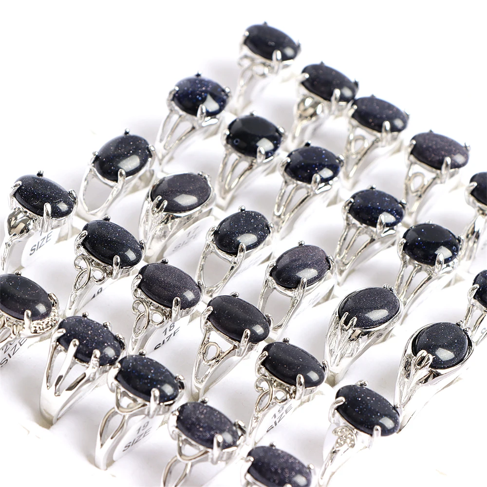 10Pcs/Lot Fashion Bohemian Natural Stone Rings Jewelry Men's Women's Rings Daily Party Jewelry Randomly Shipped