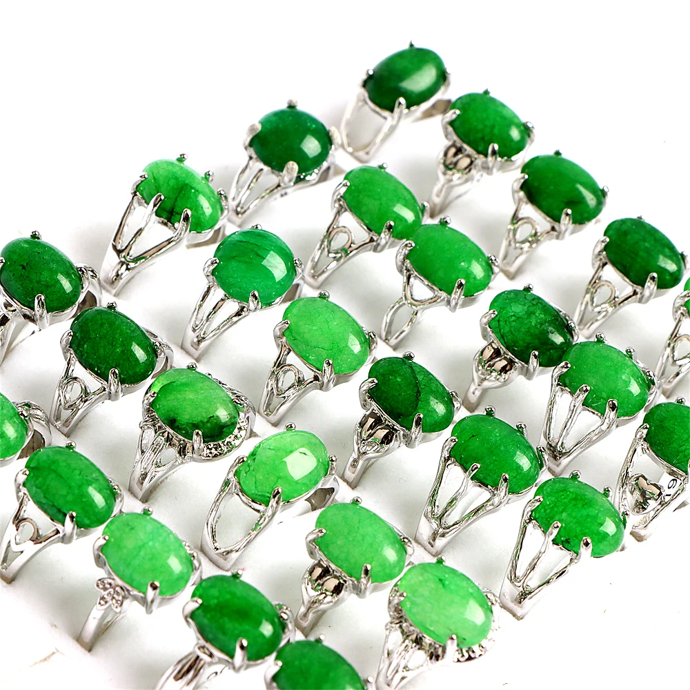 10Pcs/Lot Fashion Bohemian Natural Stone Rings Jewelry Men's Women's Rings Daily Party Jewelry Randomly Shipped