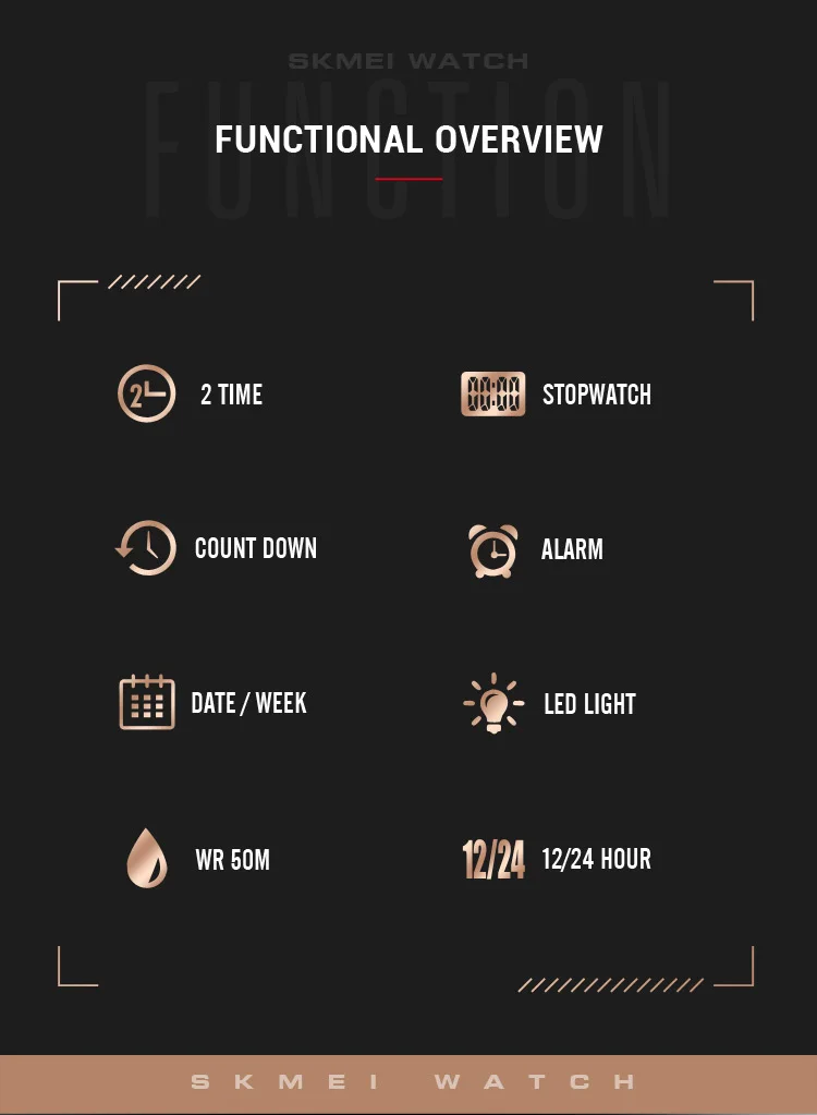 Skmei Luxury Fashion Sports Watches Men Waterproof Stopwatch Dual Time Digital Wristwatch Big Dial Clock Reloj Hombre