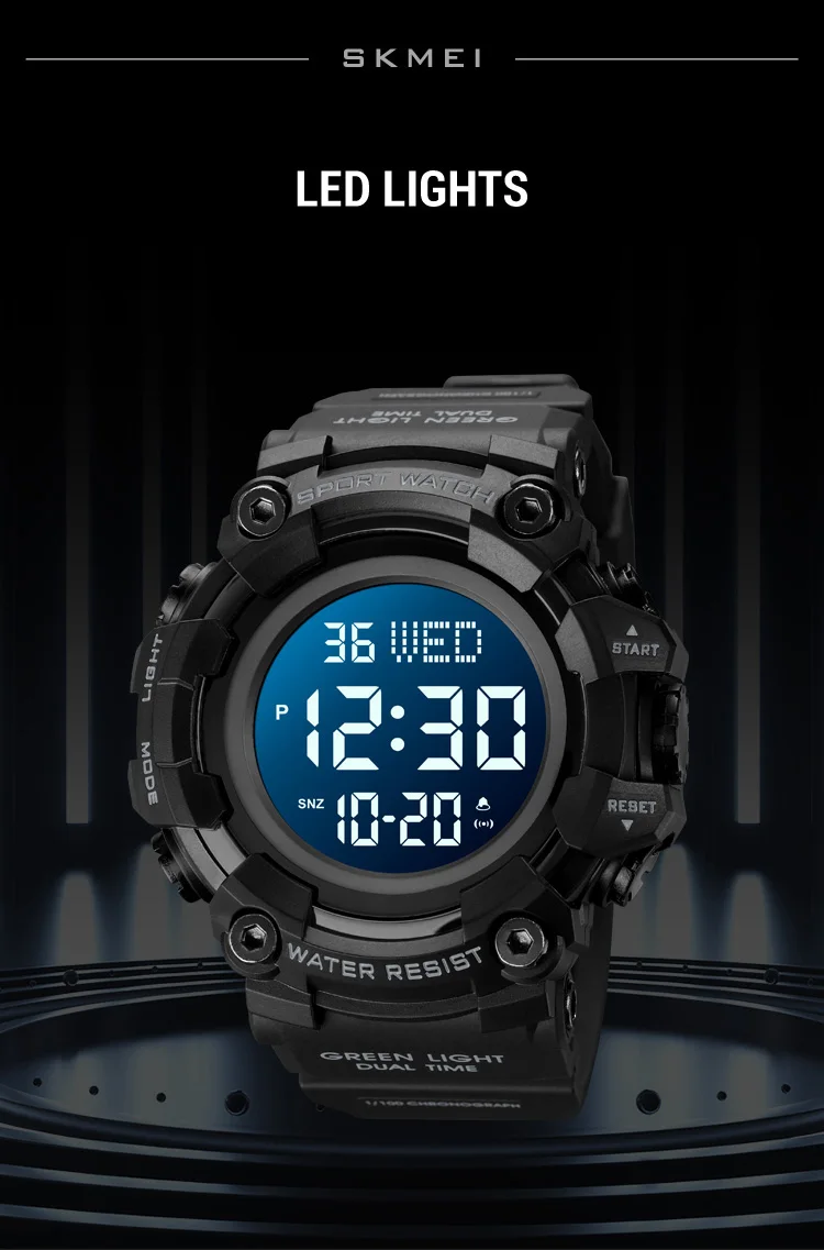 Skmei Luxury Fashion Sports Watches Men Waterproof Stopwatch Dual Time Digital Wristwatch Big Dial Clock Reloj Hombre