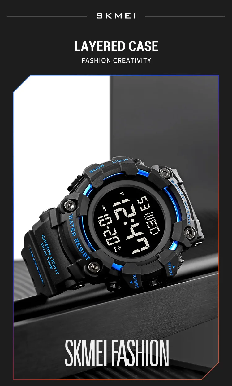 Skmei Luxury Fashion Sports Watches Men Waterproof Stopwatch Dual Time Digital Wristwatch Big Dial Clock Reloj Hombre