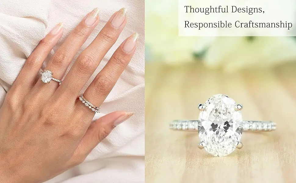 Trumium 3ct Official 925 Sterling Silver Engagement Rings For Women Oval Cut Cubic Zircon Wedding Promise Rings Fine Jewelry