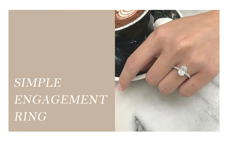 Trumium 3ct Official 925 Sterling Silver Engagement Rings For Women Oval Cut Cubic Zircon Wedding Promise Rings Fine Jewelry