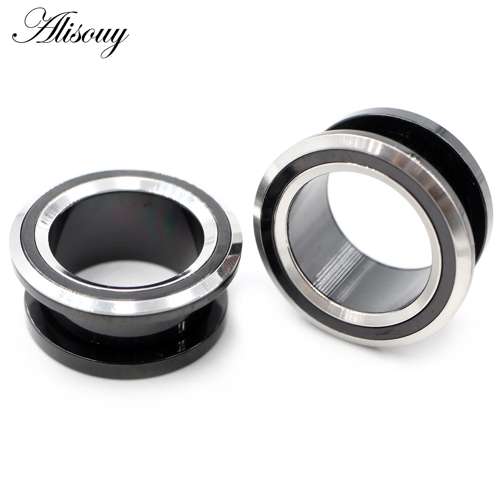 Alisouy 2PCS 6-25mm Stainless Steel Unscrew Round Ear Plugs Tunnels Expander Stretchers Gauges Earrings Piercing Body Jewelry