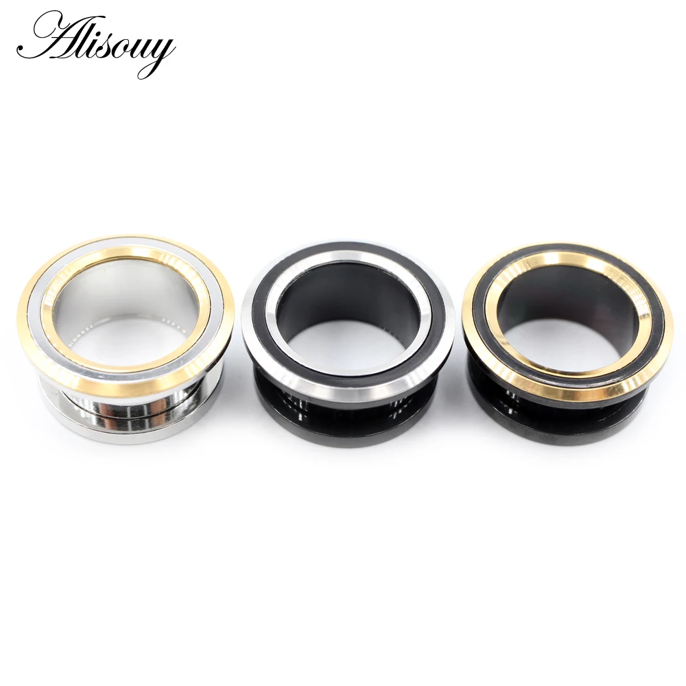 Alisouy 2PCS 6-25mm Stainless Steel Unscrew Round Ear Plugs Tunnels Expander Stretchers Gauges Earrings Piercing Body Jewelry