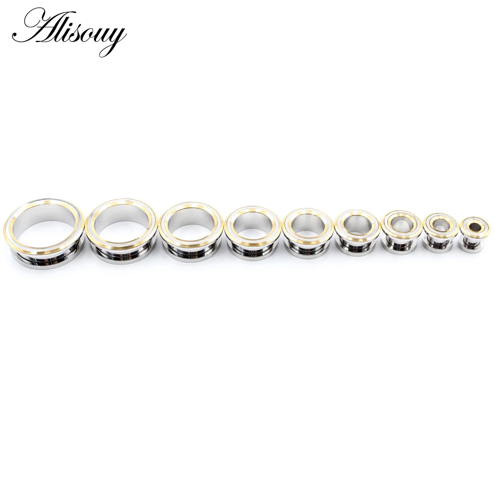 Alisouy 2PCS 6-25mm Stainless Steel Unscrew Round Ear Plugs Tunnels Expander Stretchers Gauges Earrings Piercing Body Jewelry