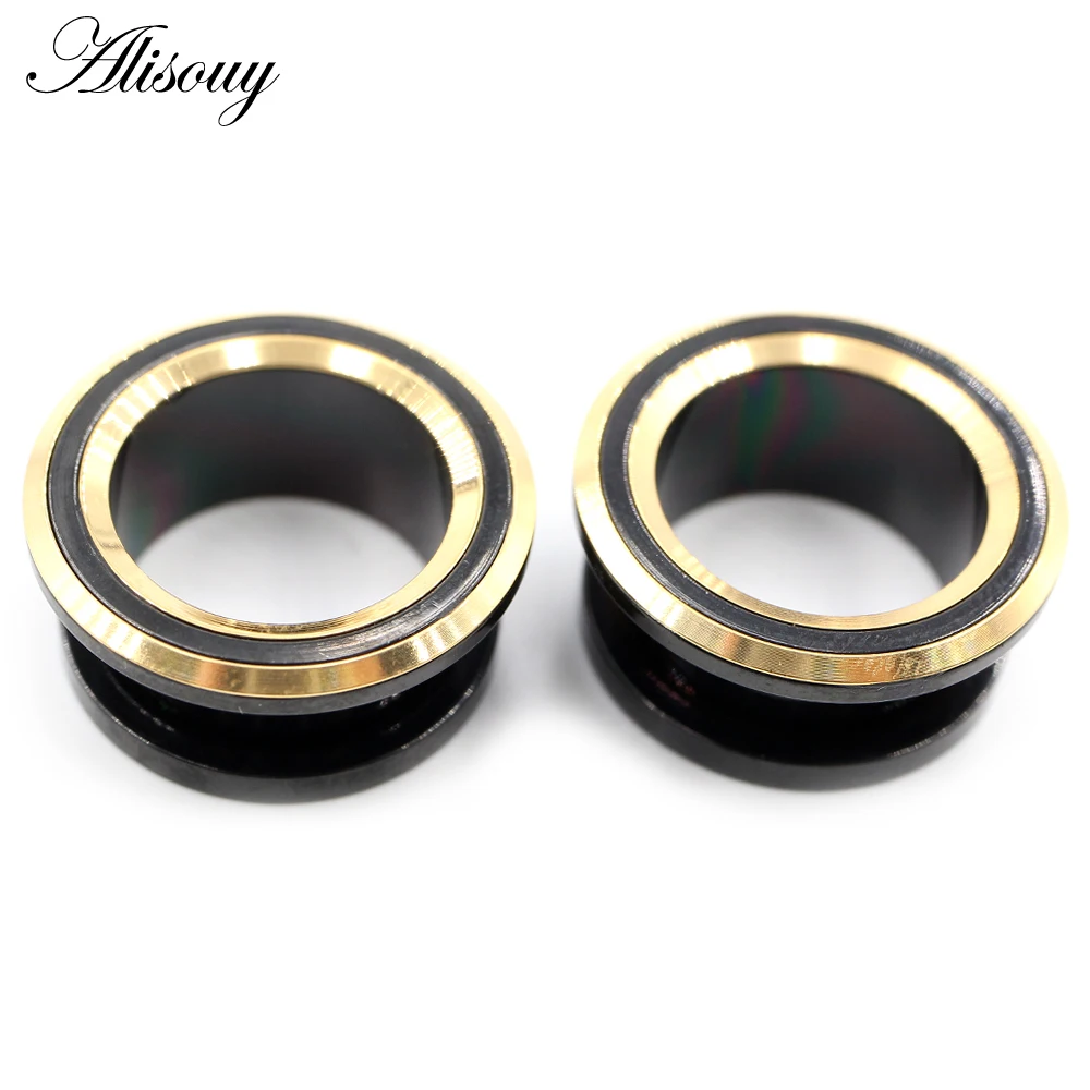 Alisouy 2PCS 6-25mm Stainless Steel Unscrew Round Ear Plugs Tunnels Expander Stretchers Gauges Earrings Piercing Body Jewelry