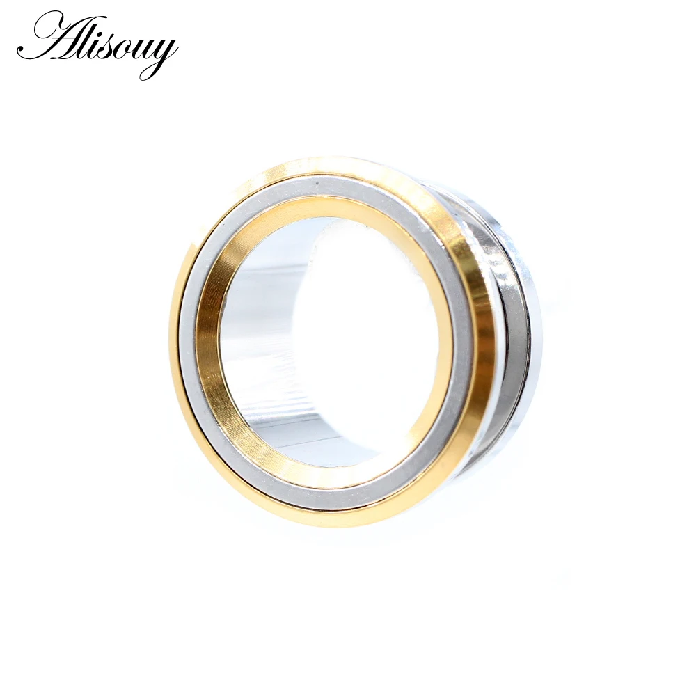 Alisouy 2PCS 6-25mm Stainless Steel Unscrew Round Ear Plugs Tunnels Expander Stretchers Gauges Earrings Piercing Body Jewelry