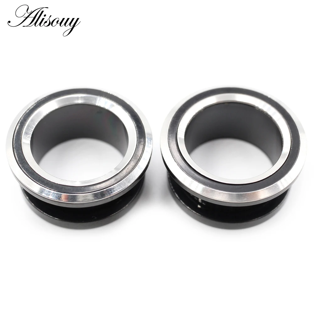 Alisouy 2PCS 6-25mm Stainless Steel Unscrew Round Ear Plugs Tunnels Expander Stretchers Gauges Earrings Piercing Body Jewelry