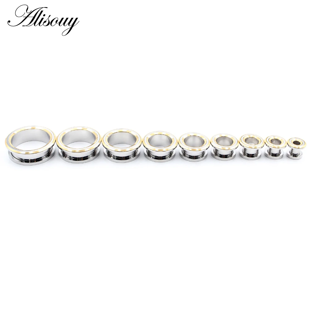 Alisouy 2PCS 6-25mm Stainless Steel Unscrew Round Ear Plugs Tunnels Expander Stretchers Gauges Earrings Piercing Body Jewelry