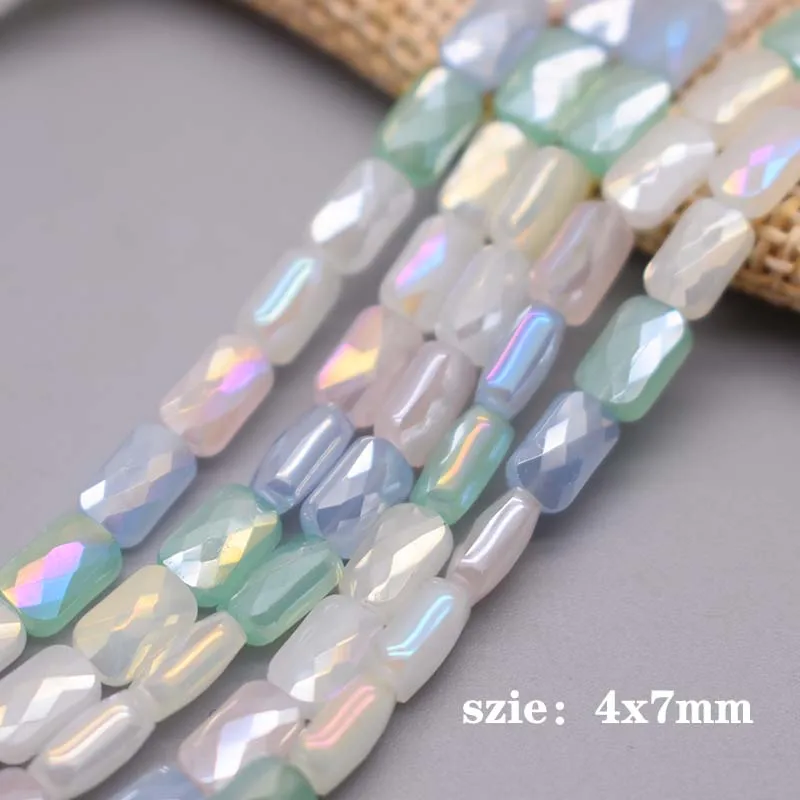 20/60 pcs/lot Mixed-color Faceted Square Loose Beads Crystal Glass Beads Faceted Loose Spacer Beads for Jewelry Making DIY Desig