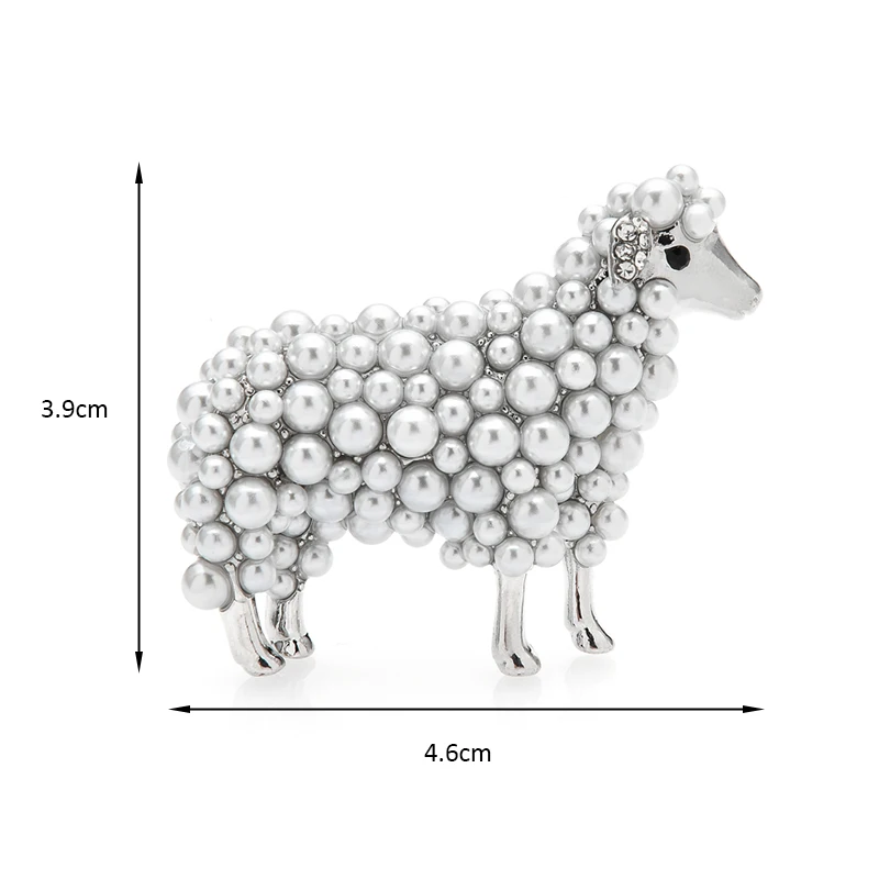 Wuli&baby 2-color Pearl Sheep Brooches For Women Unisex Lovely Animal Party Casual Brooch Pins Gifts