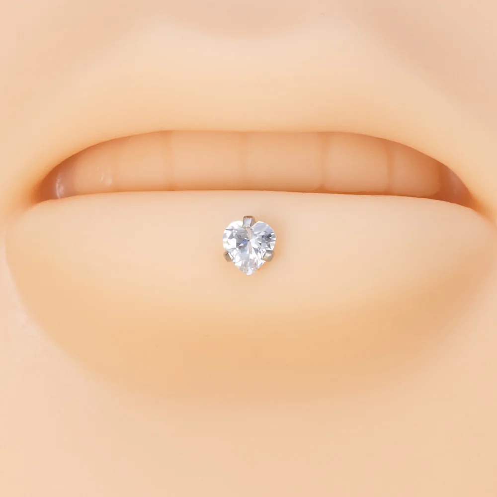 5PCS Star Heart Round Zircon Monroe Lip Rings Stud Women Surgical Steel Helix Tragus Earring Labret Studs Piercing Jewelry 16G