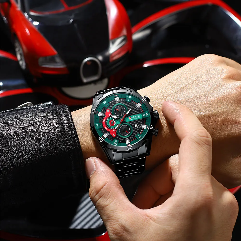CURREN Men Watch Top Brand Luxury Sports Quartz Mens Watches Full Steel Waterproof Chronograph Wristwatch Men Relogio Masculino