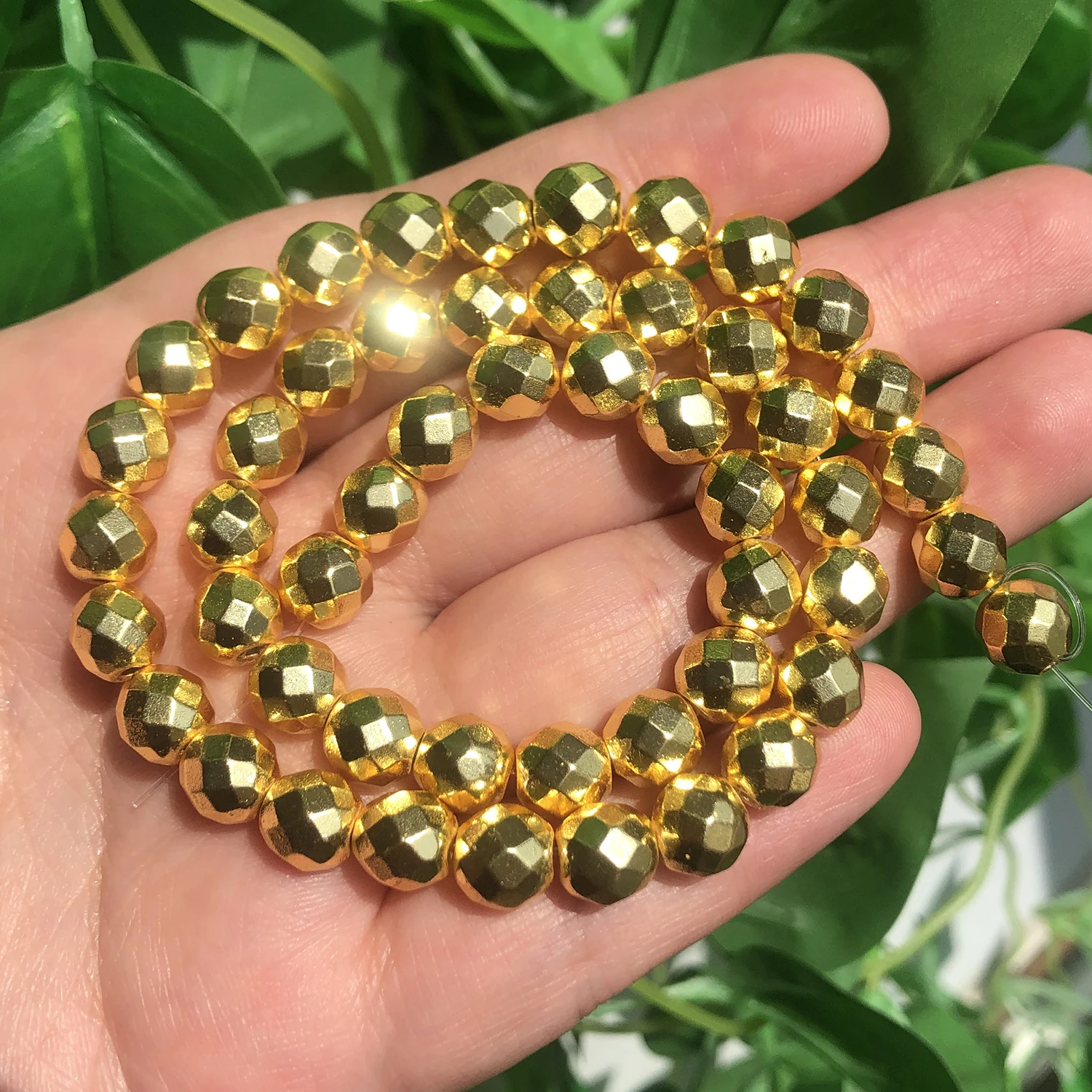 2/3/4/6/8/10mm Natural Faceted Hematite Beads Gold Silver Plated Round Loose Beads For Jewelry Making Diy Bracelet Accessories