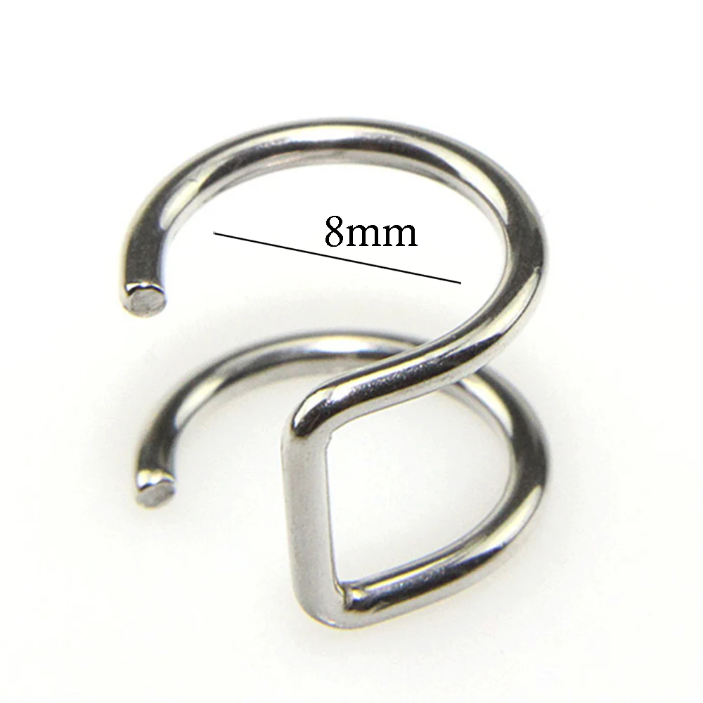 2PCS Punk Fake Peircings Stainless Steel Clip on Earrings Lip Ring Non Piercing Mouth Rings Body Jewelry For Women