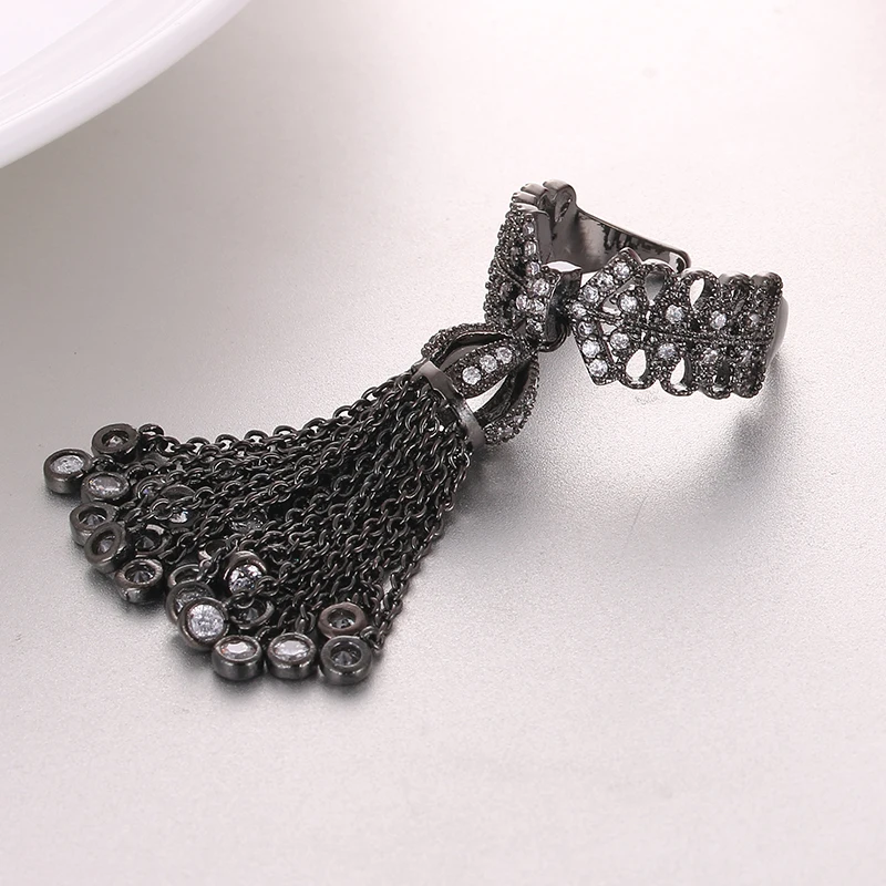 LXOEN Famous Brand Tassel Rings For Women Inlay Zirconia Adjustable Crown Ring Fashion bague