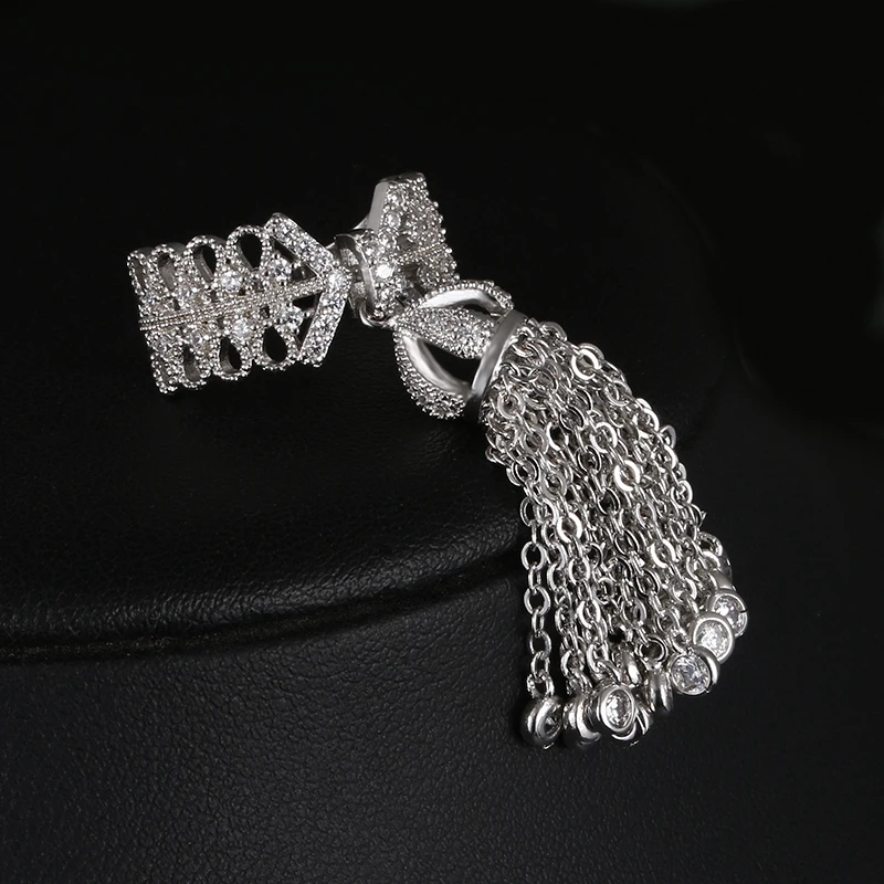 LXOEN Famous Brand Tassel Rings For Women Inlay Zirconia Adjustable Crown Ring Fashion bague