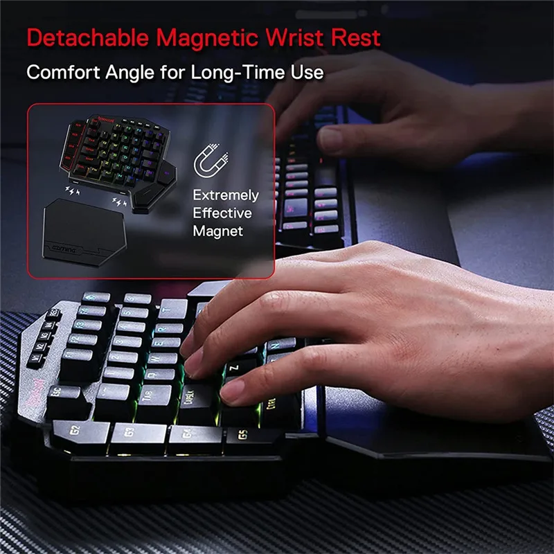Redragon K585 DITI Wireless One-Handed Mechanical Keyboard 42 Keys 2.4Ghz RGB Gaming Keypad Detachable Wrist Support for PC Game