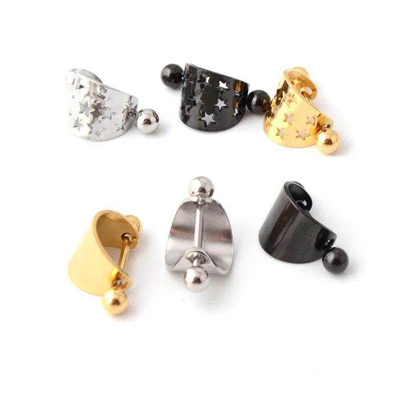 16G Stainless Steel Ear Piercing Horseshoe Shield Cuff Ear Helix Cartilage Cuff Ring Earrings Body Jewelry Piercing