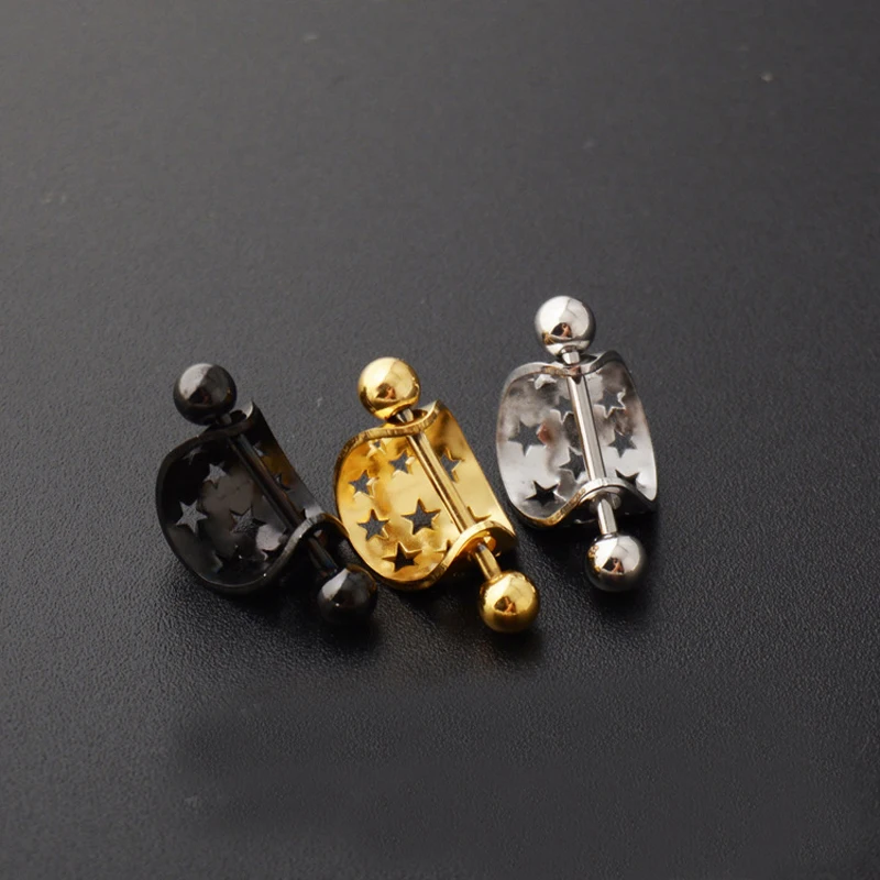16G Stainless Steel Ear Piercing Horseshoe Shield Cuff Ear Helix Cartilage Cuff Ring Earrings Body Jewelry Piercing