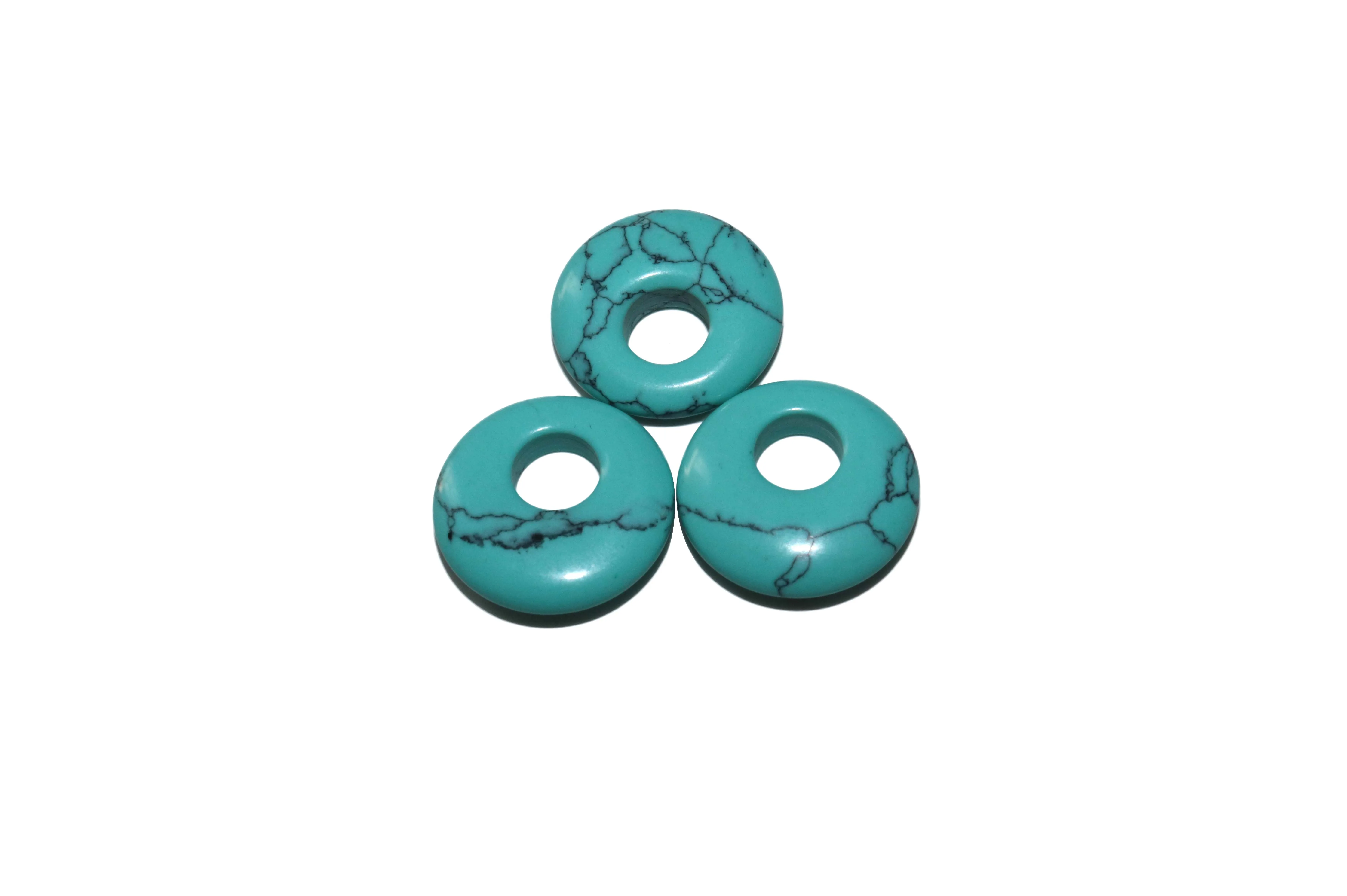 5pcs/lot 18mm Natural Turquoises Agates Jades Crystal Stone Donut Charm Pendant Beads For Jewelry Making DIY Necklace Earrings