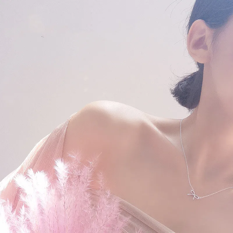 LIVVY Delicate Silver Color Bowknot Pendant Necklaces For Women Unique Design Fashion Handmade Jewelry Gift