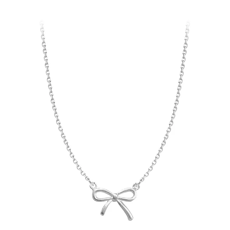 LIVVY Delicate Silver Color Bowknot Pendant Necklaces For Women Unique Design Fashion Handmade Jewelry Gift