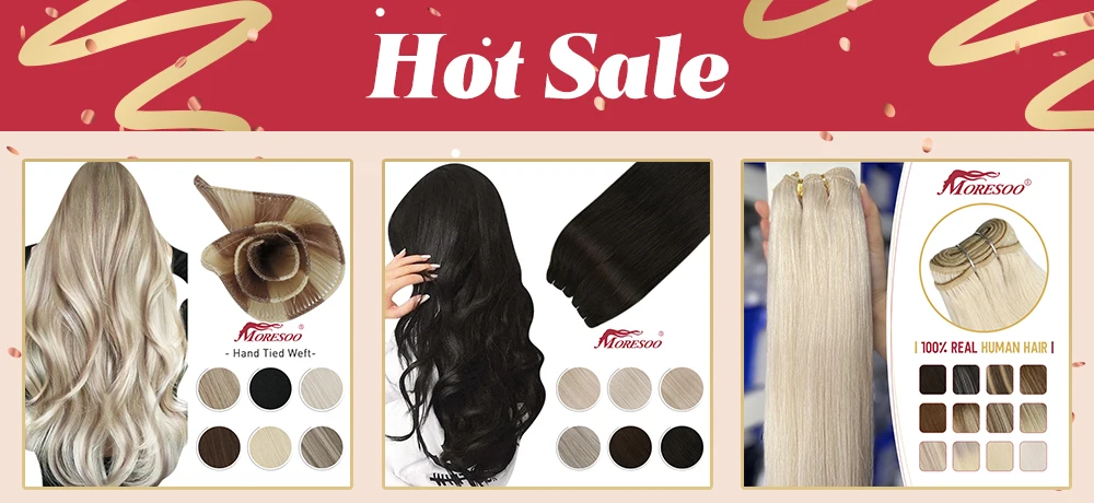Moresoo Human Hair Bundles Wefts Sew in Blonde Black Ombre 100G/Set Remy Brazilian Straight Hair Bundles Invisible Extensions