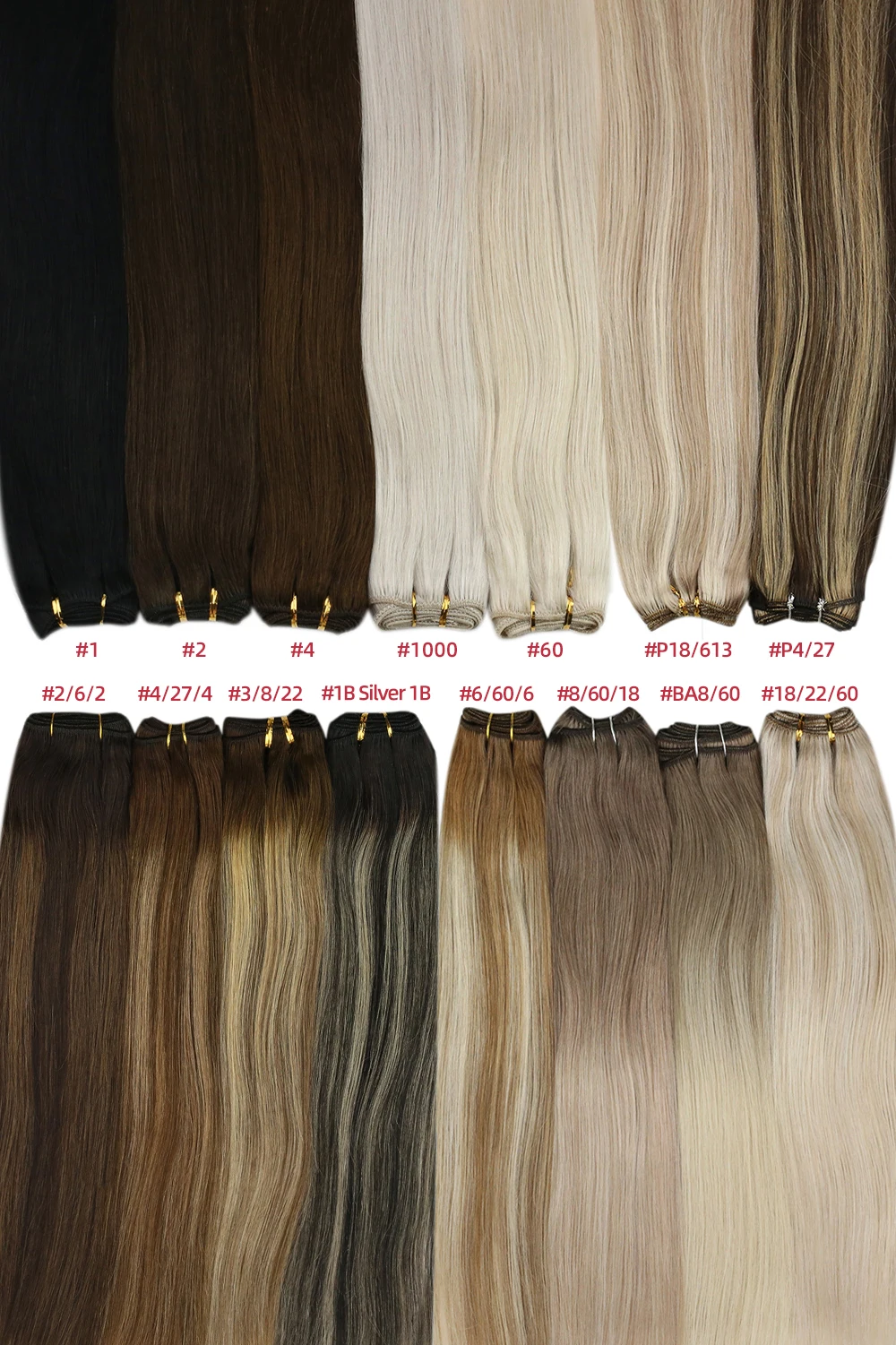 Moresoo Human Hair Bundles Wefts Sew in Blonde Black Ombre 100G/Set Remy Brazilian Straight Hair Bundles Invisible Extensions