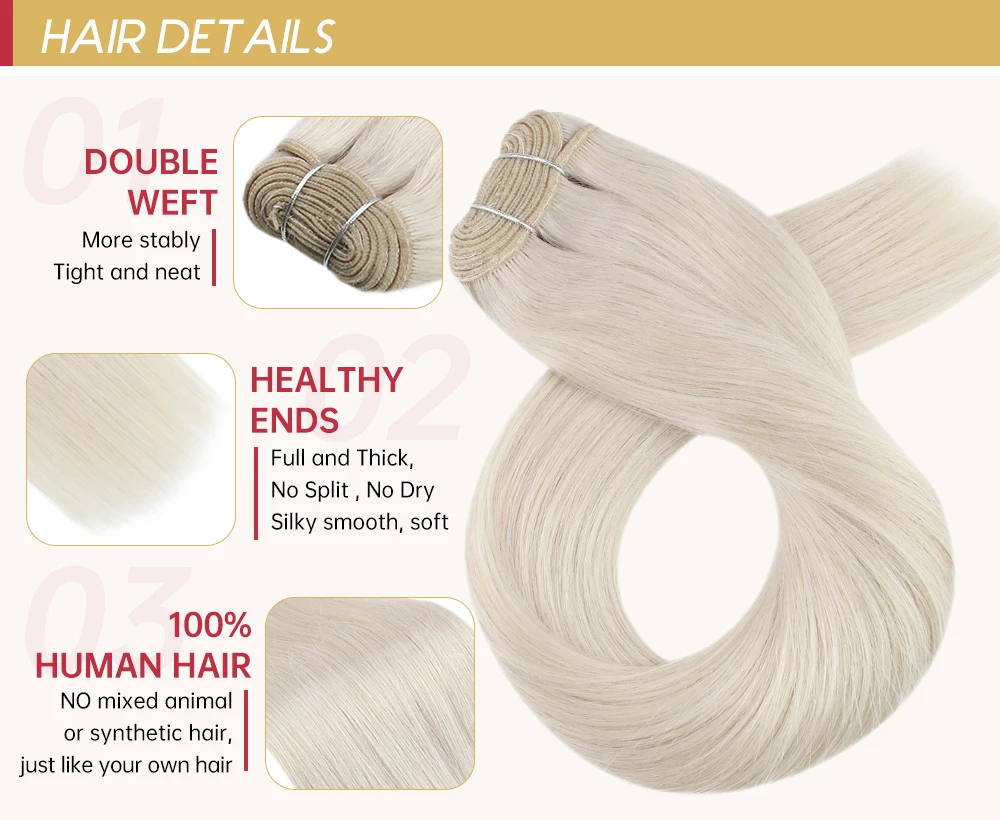 Moresoo Human Hair Bundles Wefts Sew in Blonde Black Ombre 100G/Set Remy Brazilian Straight Hair Bundles Invisible Extensions